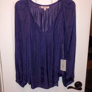 Jennifer Lopez Navy Blue Silky Blouse